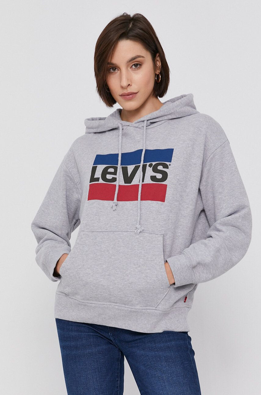 Levi's Памучен суичър дамски в сиво с принт - Pepit.bg