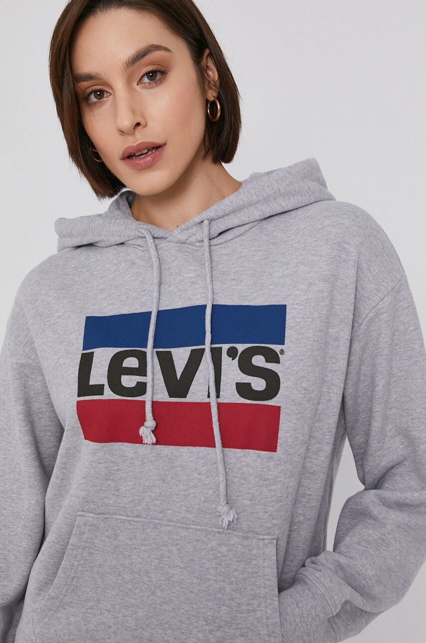 Levi's Памучен суичър дамски в сиво с принт - Pepit.bg