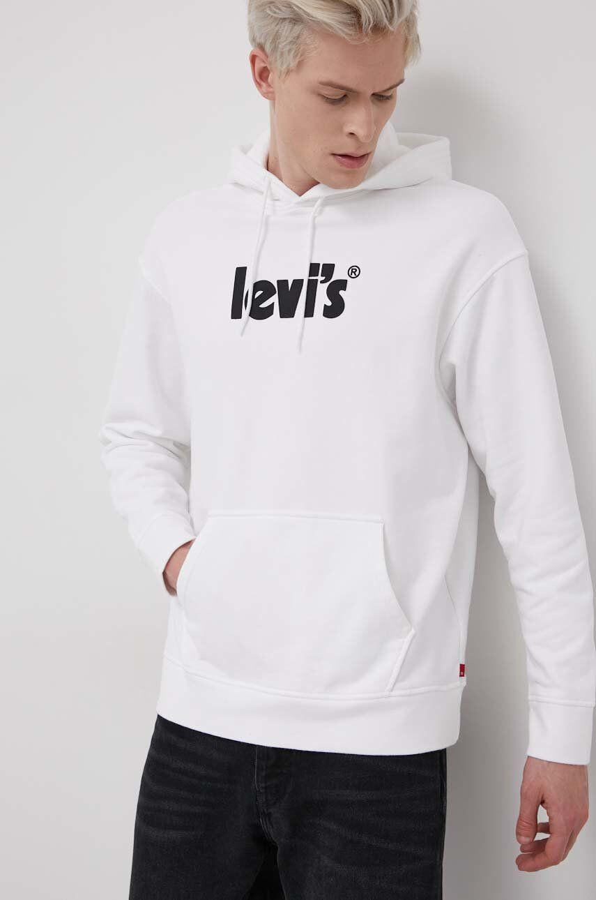 Levi's Памучен суичър мъжки в бяло с принт - Pepit.bg