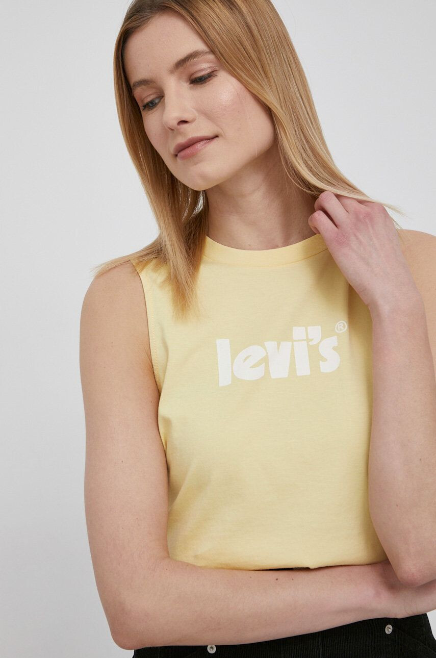 Levi's Памучен топ в жълто - Pepit.bg