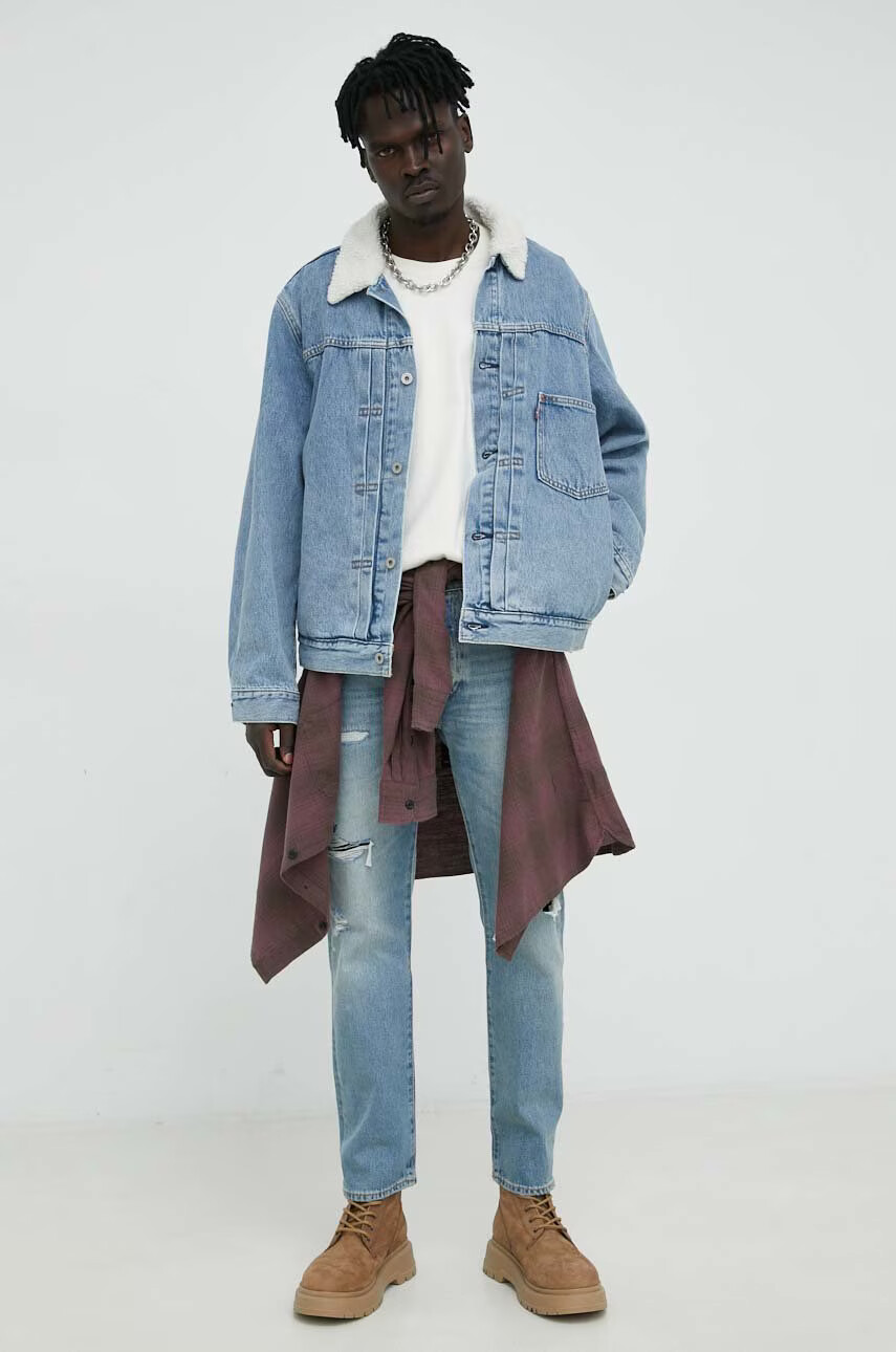 Levi's Памучна блуза с дълги ръкави в бежово с принт - Pepit.bg