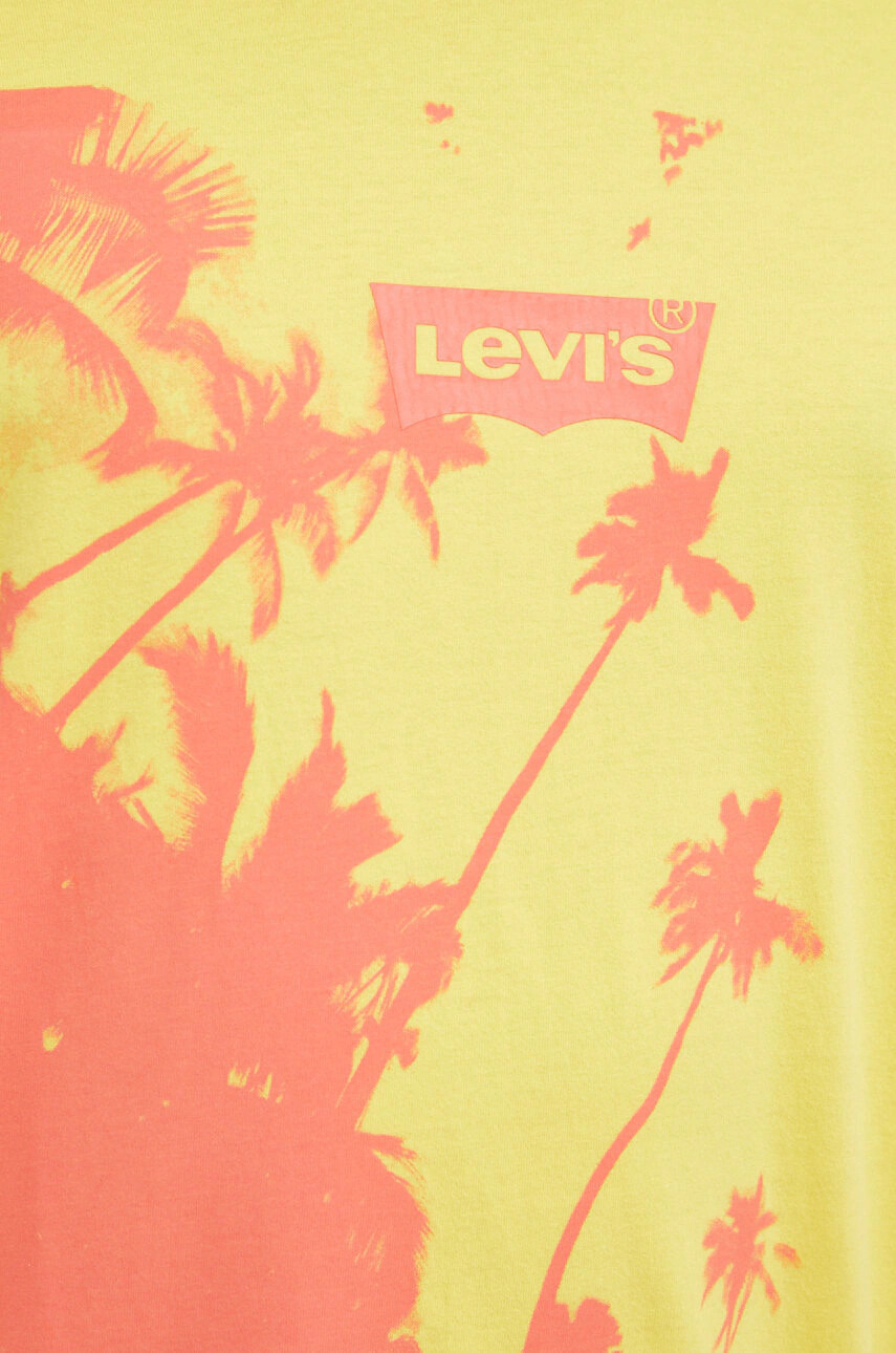 Levi's Памучна блуза с дълги ръкави в жълто с принт - Pepit.bg