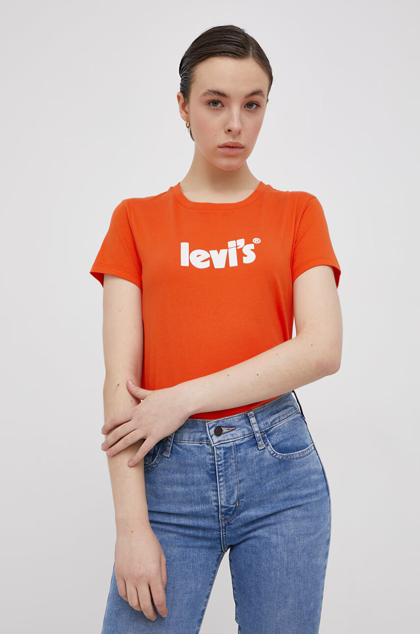 Levi's Памучна тениска в оранжево - Pepit.bg