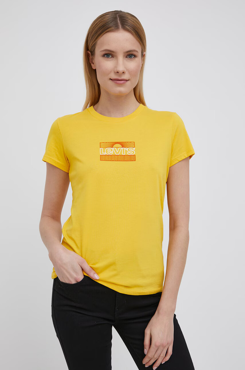 Levi's Памучна тениска в жълто - Pepit.bg