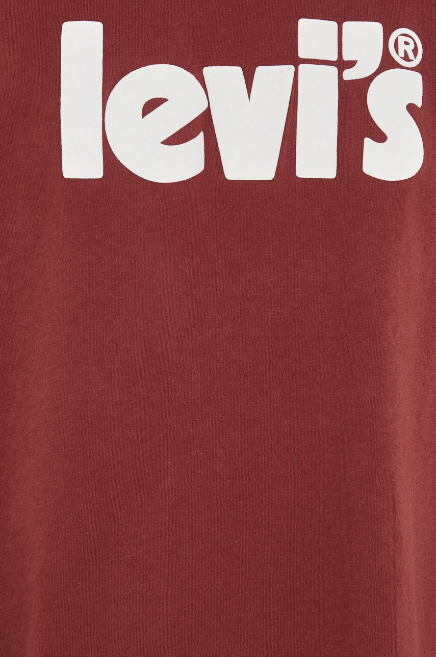 Levi's Памучна тениска в бордо с принт - Pepit.bg