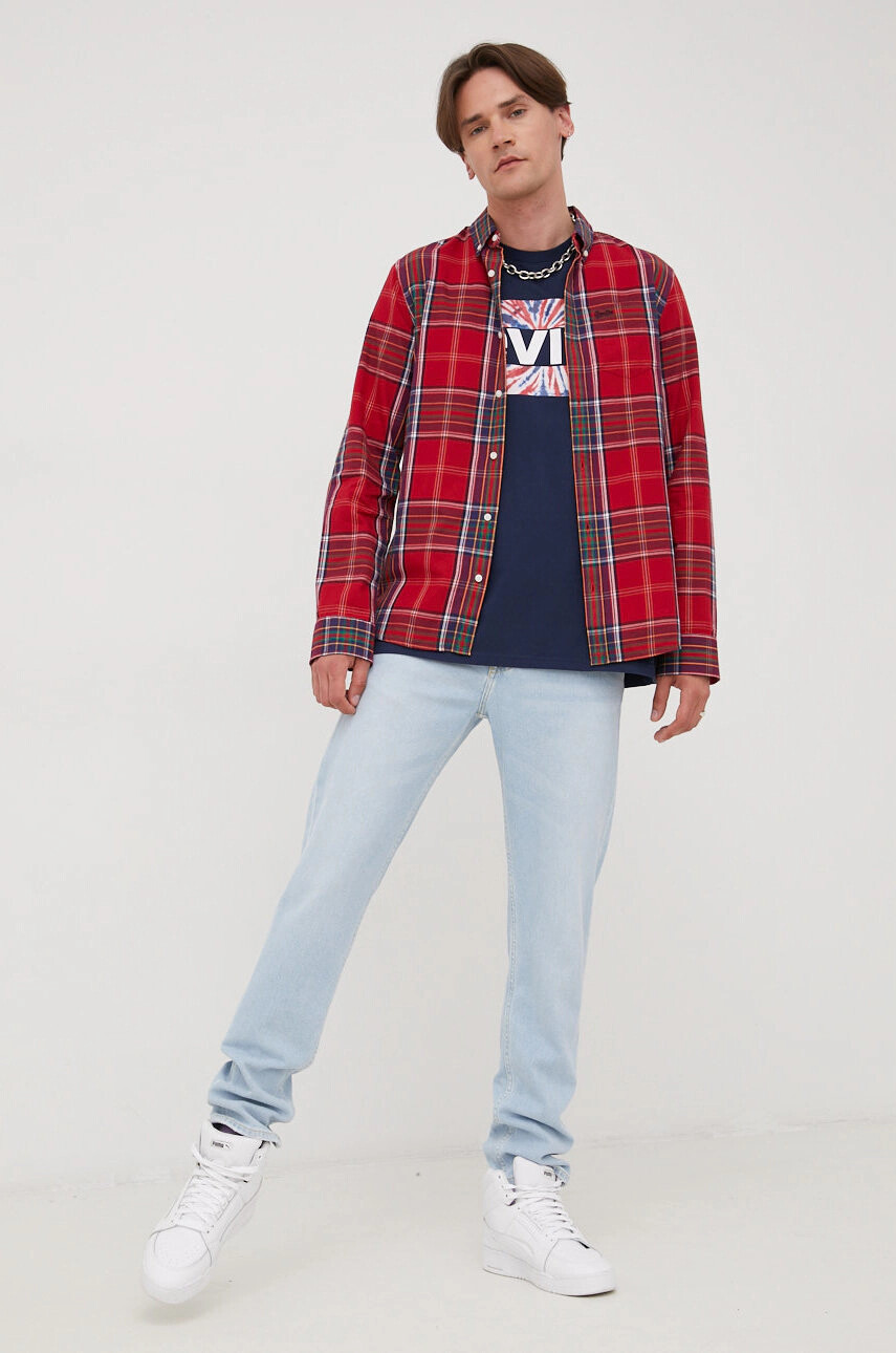 Levi's Памучна тениска в тъмносиньо с принт - Pepit.bg