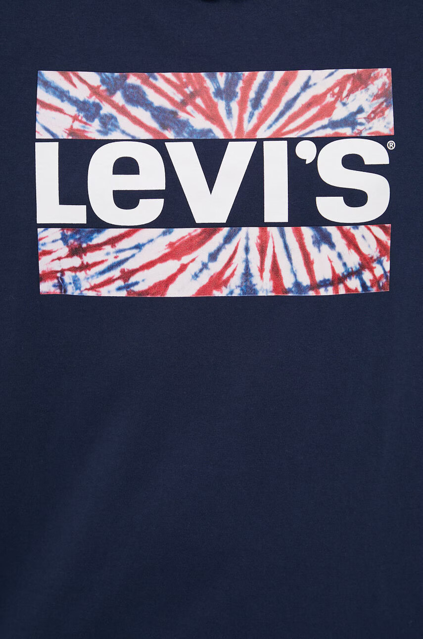 Levi's Памучна тениска в тъмносиньо с принт - Pepit.bg