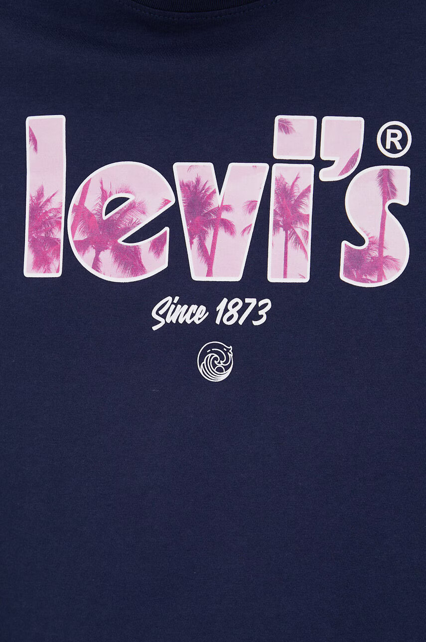 Levi's Памучна тениска в тъмносиньо с принт - Pepit.bg