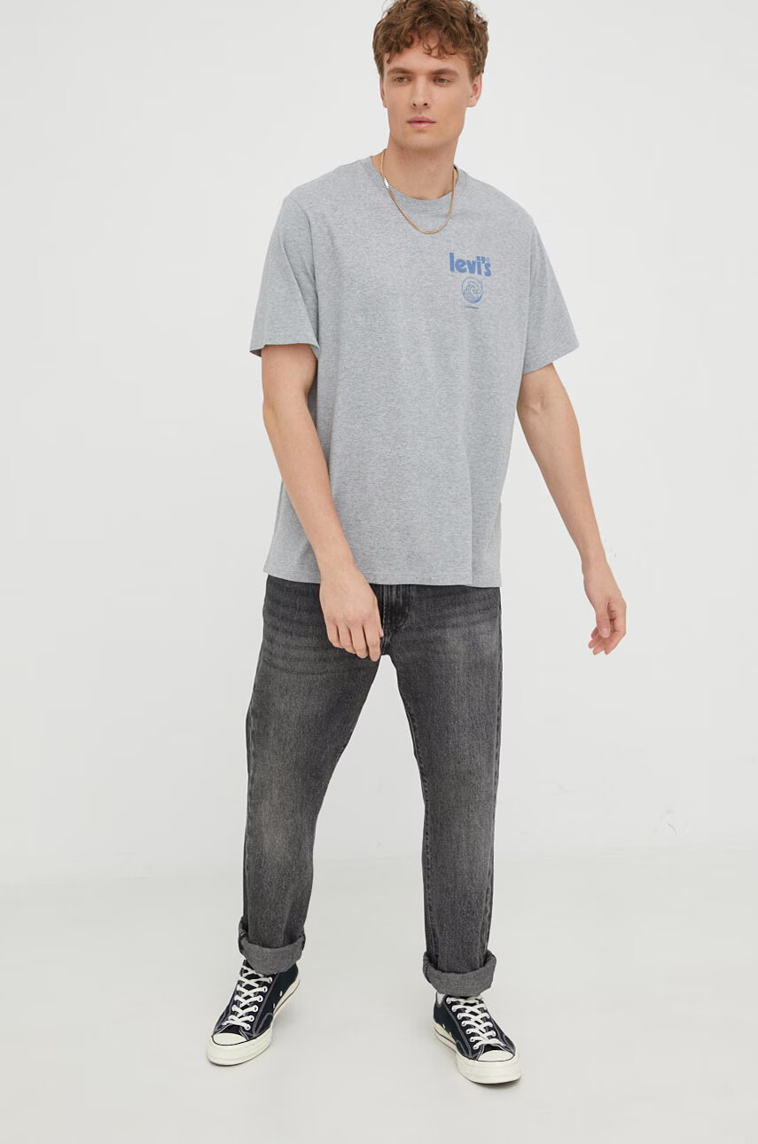 Levi's Памучна тениска в сиво с принт - Pepit.bg
