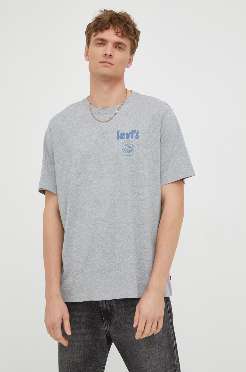Levi's Памучна тениска в сиво с принт - Pepit.bg
