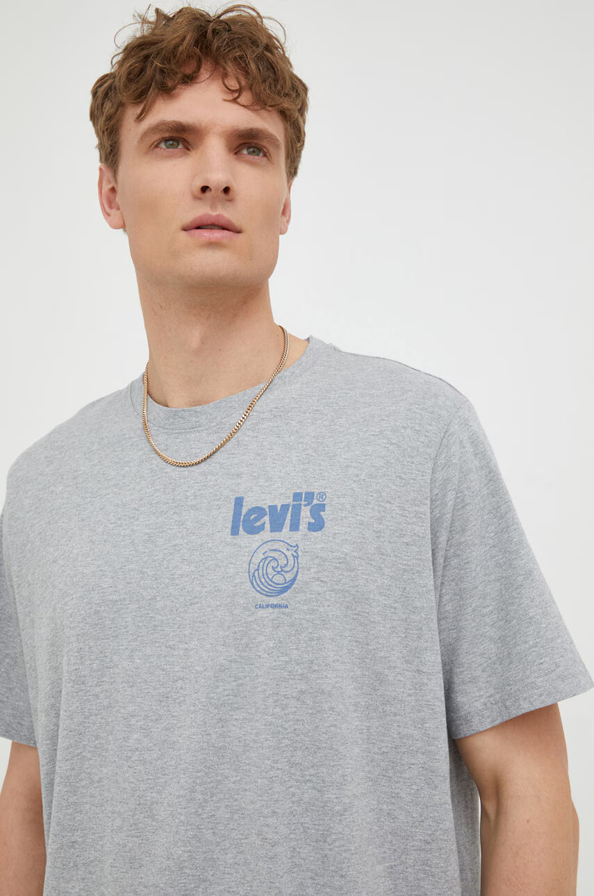 Levi's Памучна тениска в сиво с принт - Pepit.bg