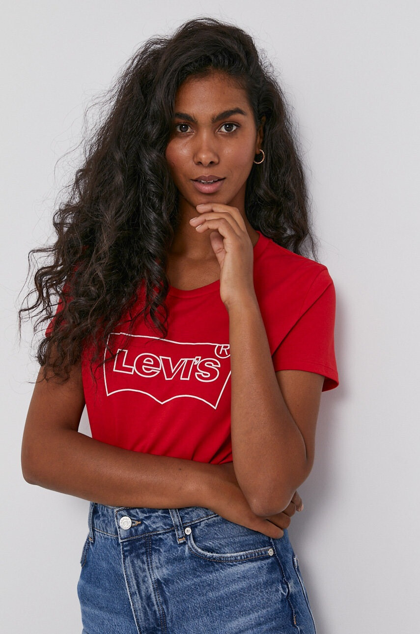 Levi's Памучна тениска в червено - Pepit.bg