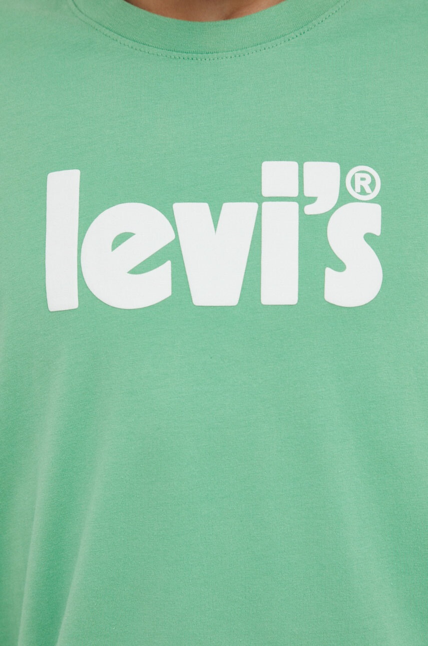 Levi's Памучна тениска в зелено с принт - Pepit.bg