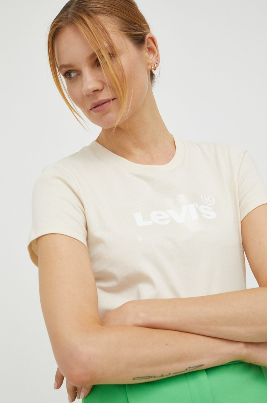 Levi's Памучна тениска в бежово - Pepit.bg