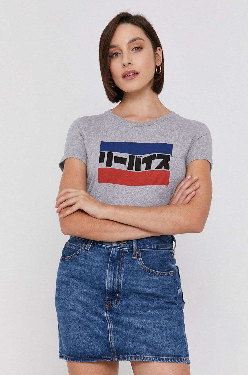 Levi's Памучна тениска в сиво - Pepit.bg