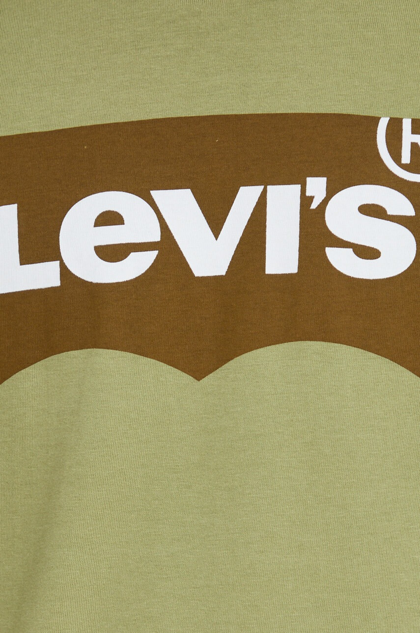 Levi's Памучна тениска в зелено с принт - Pepit.bg
