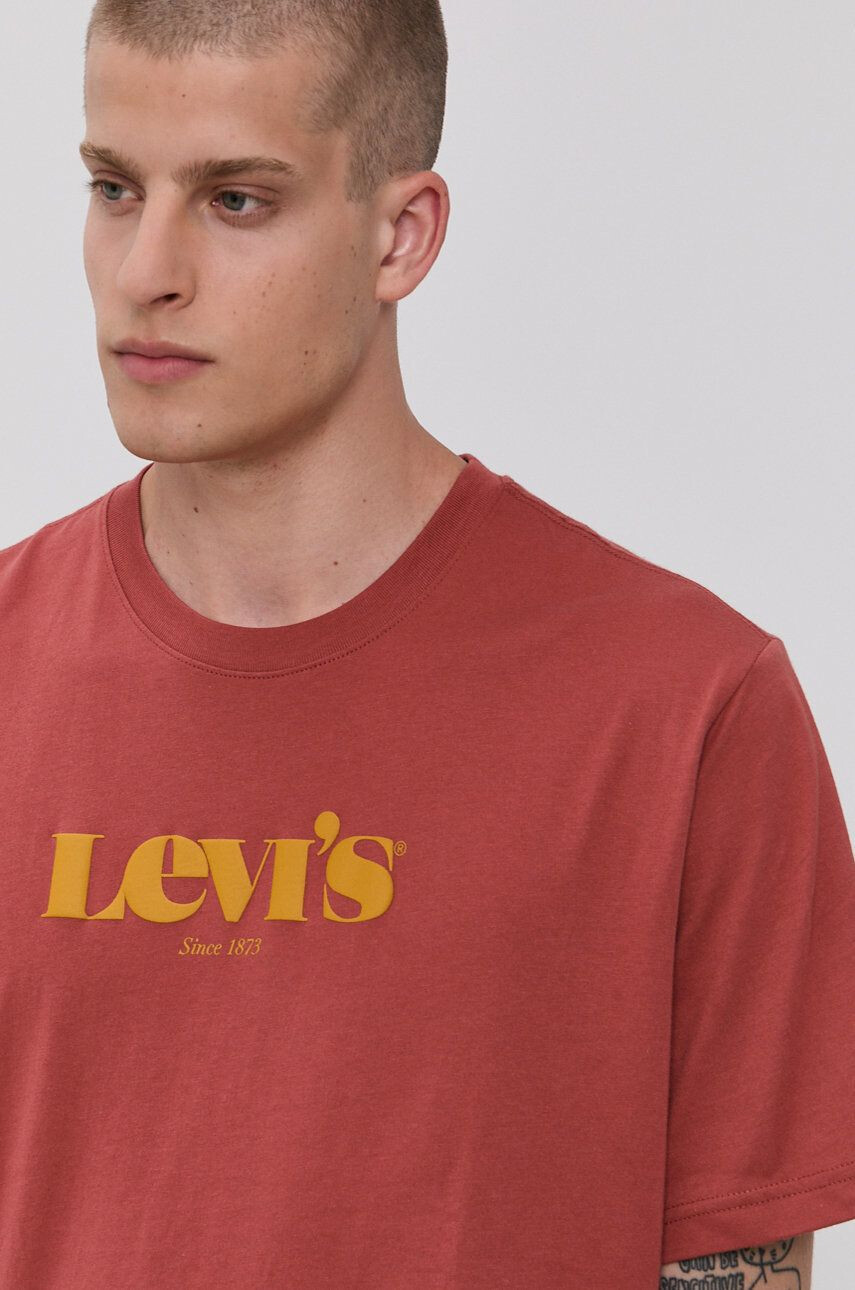 Levi's Памучна тениска в червено с принт - Pepit.bg