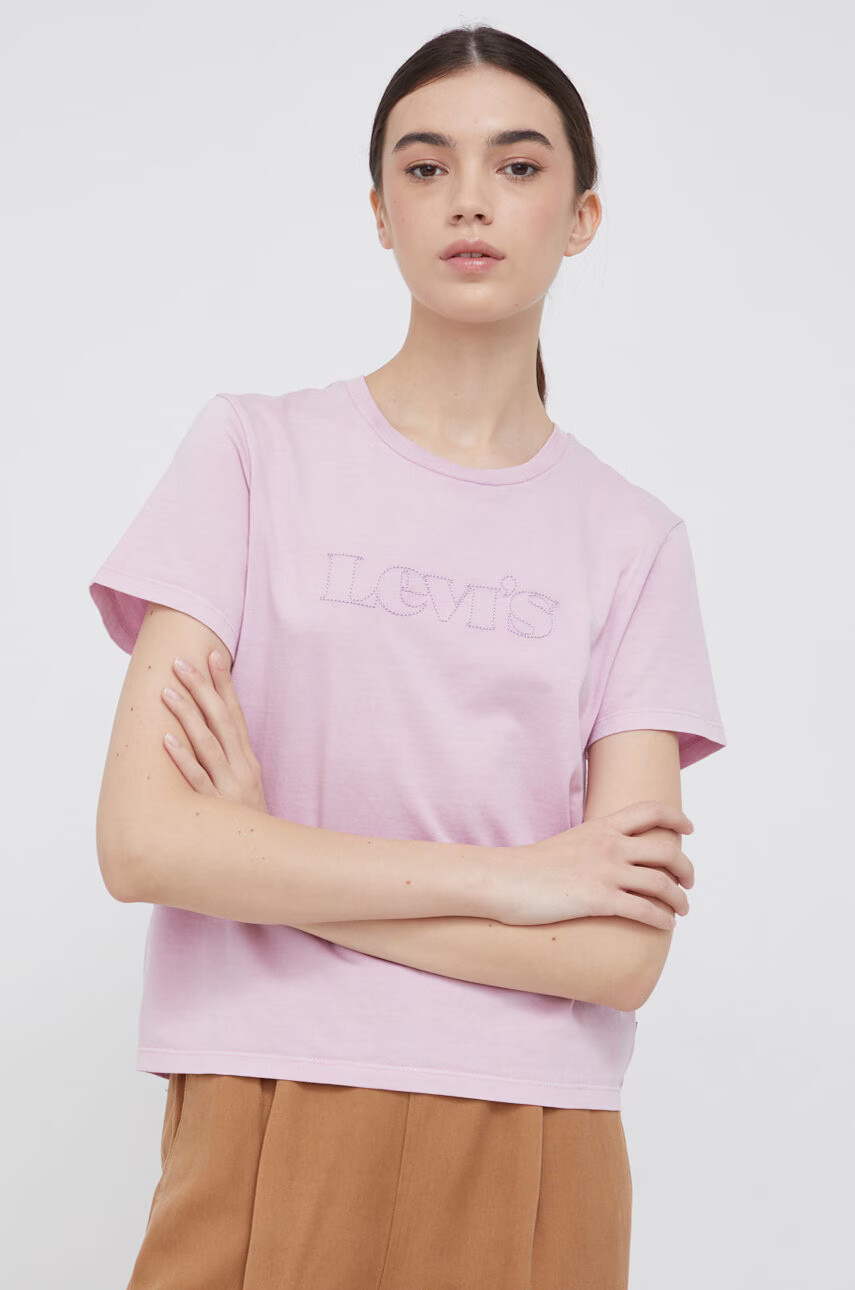Levi's Памучна тениска в лилаво - Pepit.bg