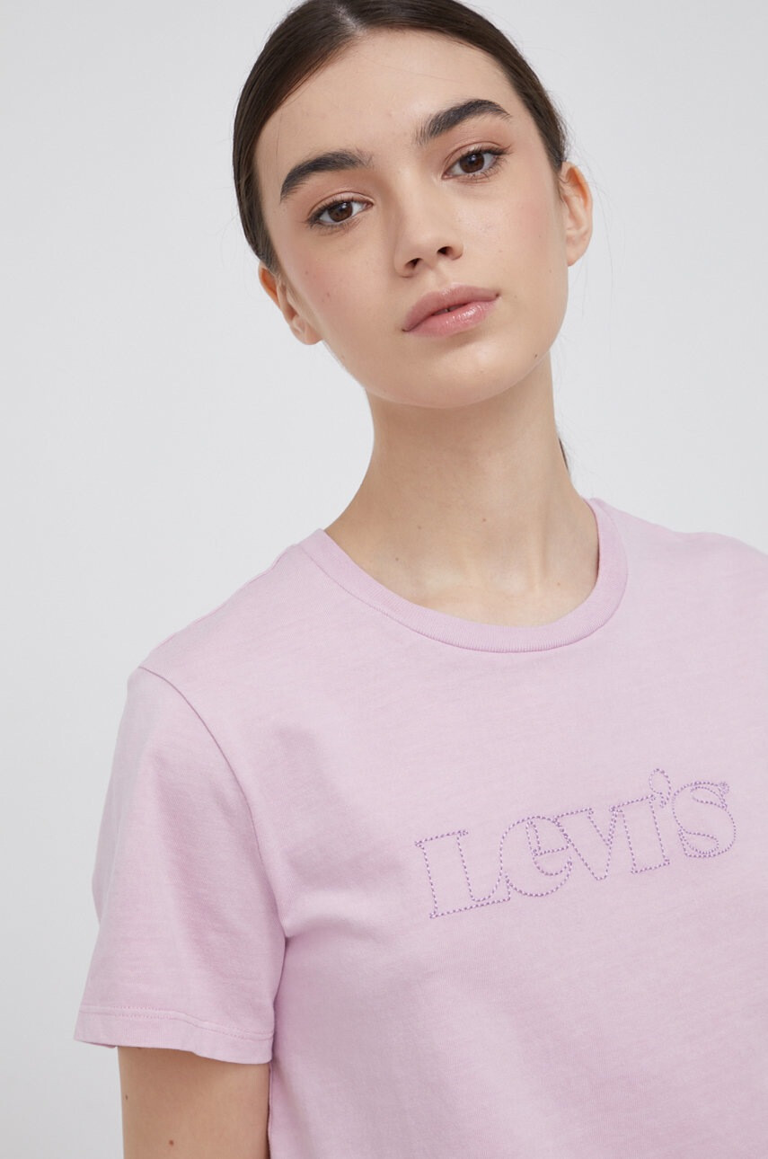 Levi's Памучна тениска в лилаво - Pepit.bg