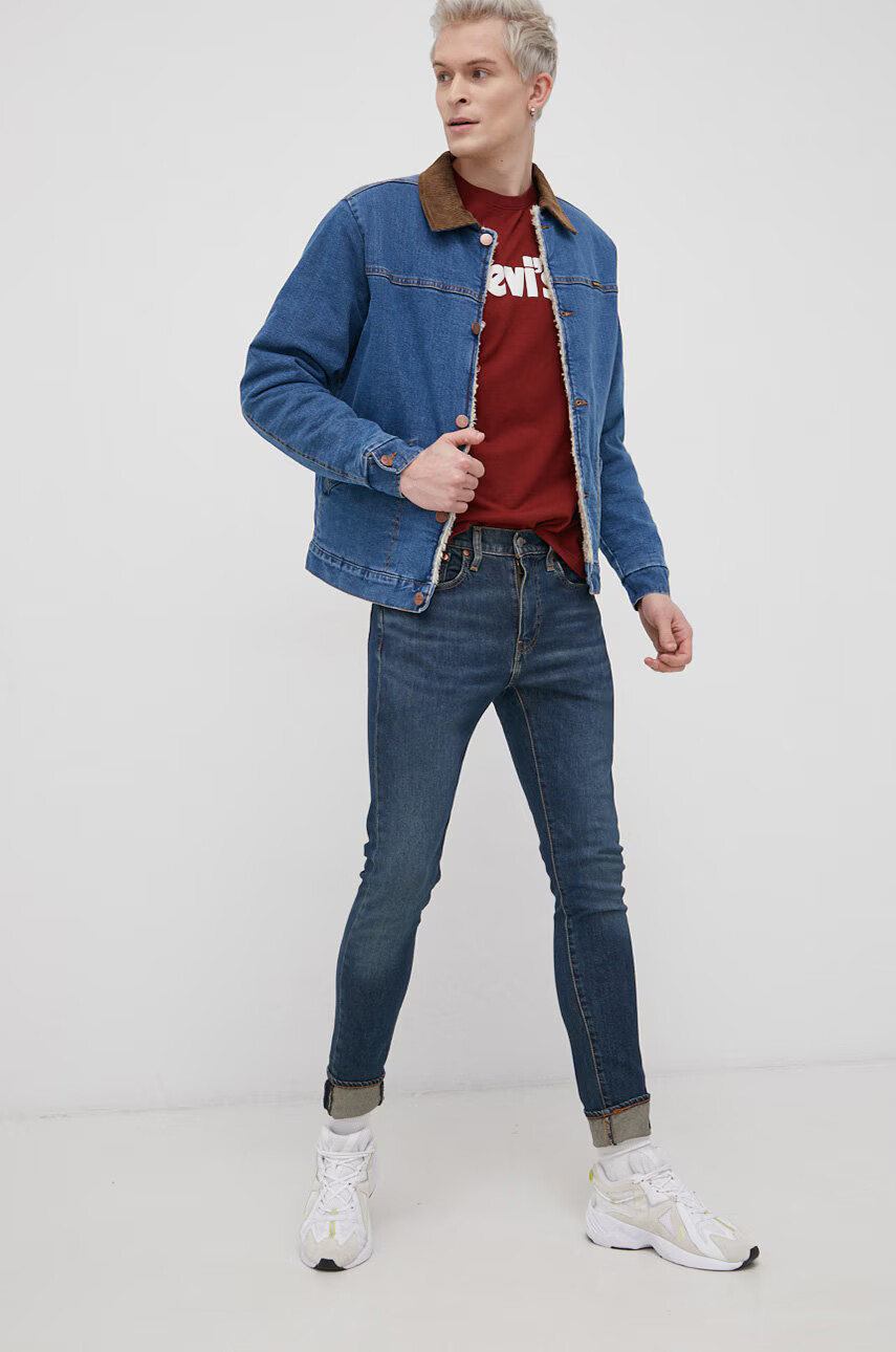 Levi's Памучна тениска в бордо с принт - Pepit.bg