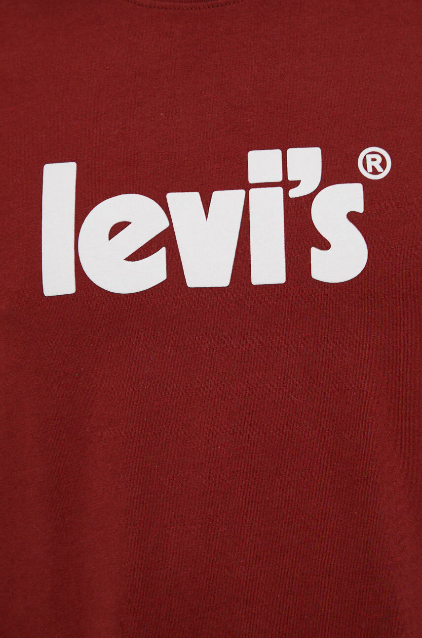 Levi's Памучна тениска в бордо с принт - Pepit.bg