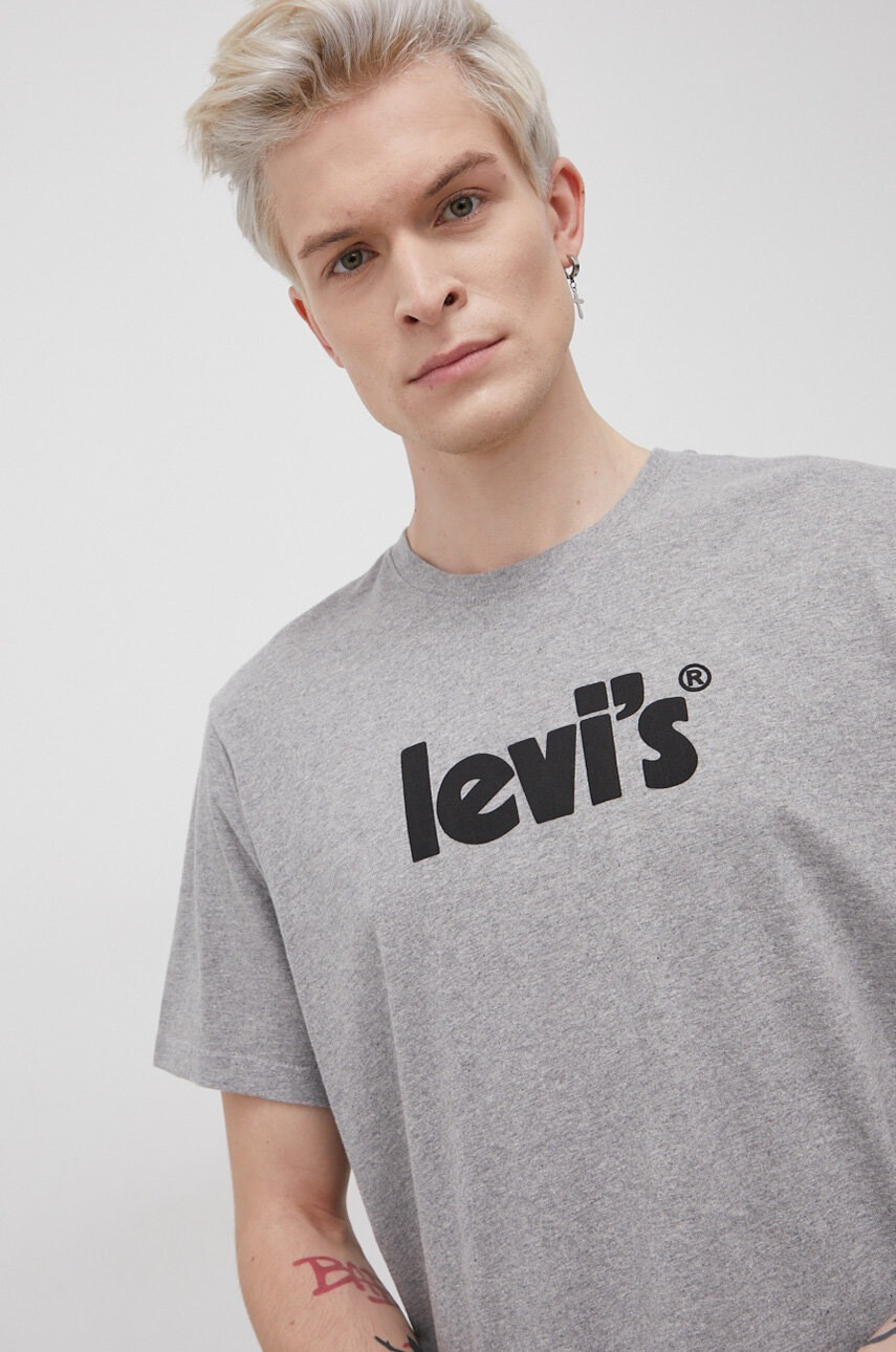 Levi's Памучна тениска в меланж на сиво - Pepit.bg