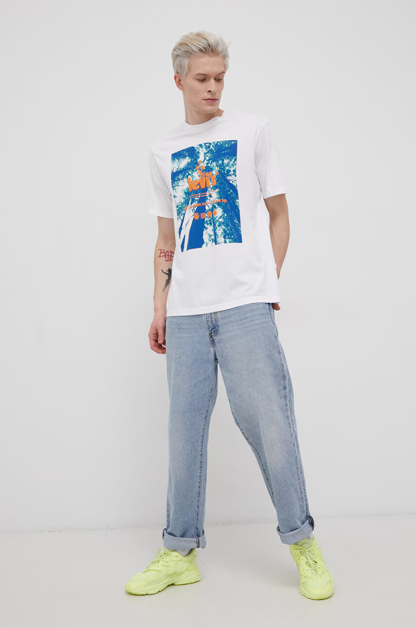 Levi's Памучна тениска в лилаво с принт - Pepit.bg