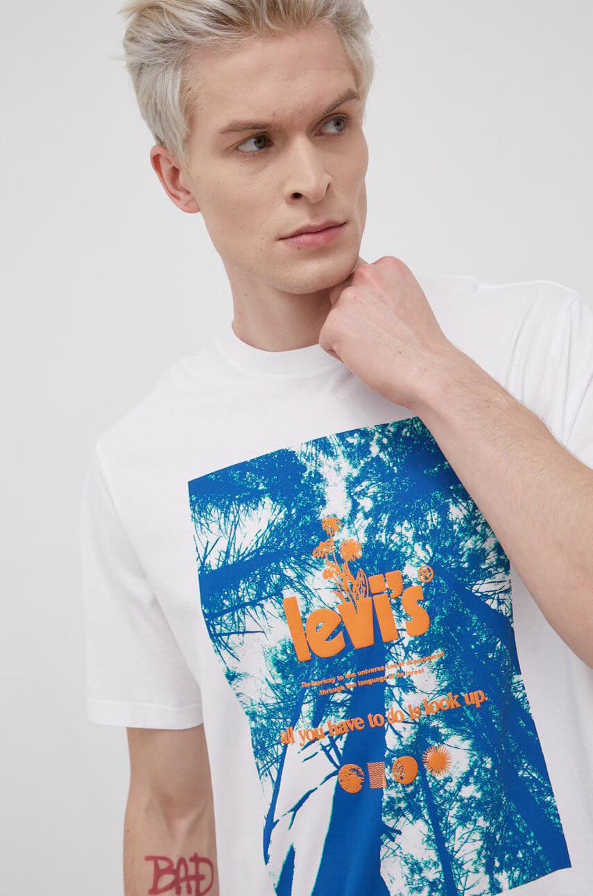 Levi's Памучна тениска в лилаво с принт - Pepit.bg