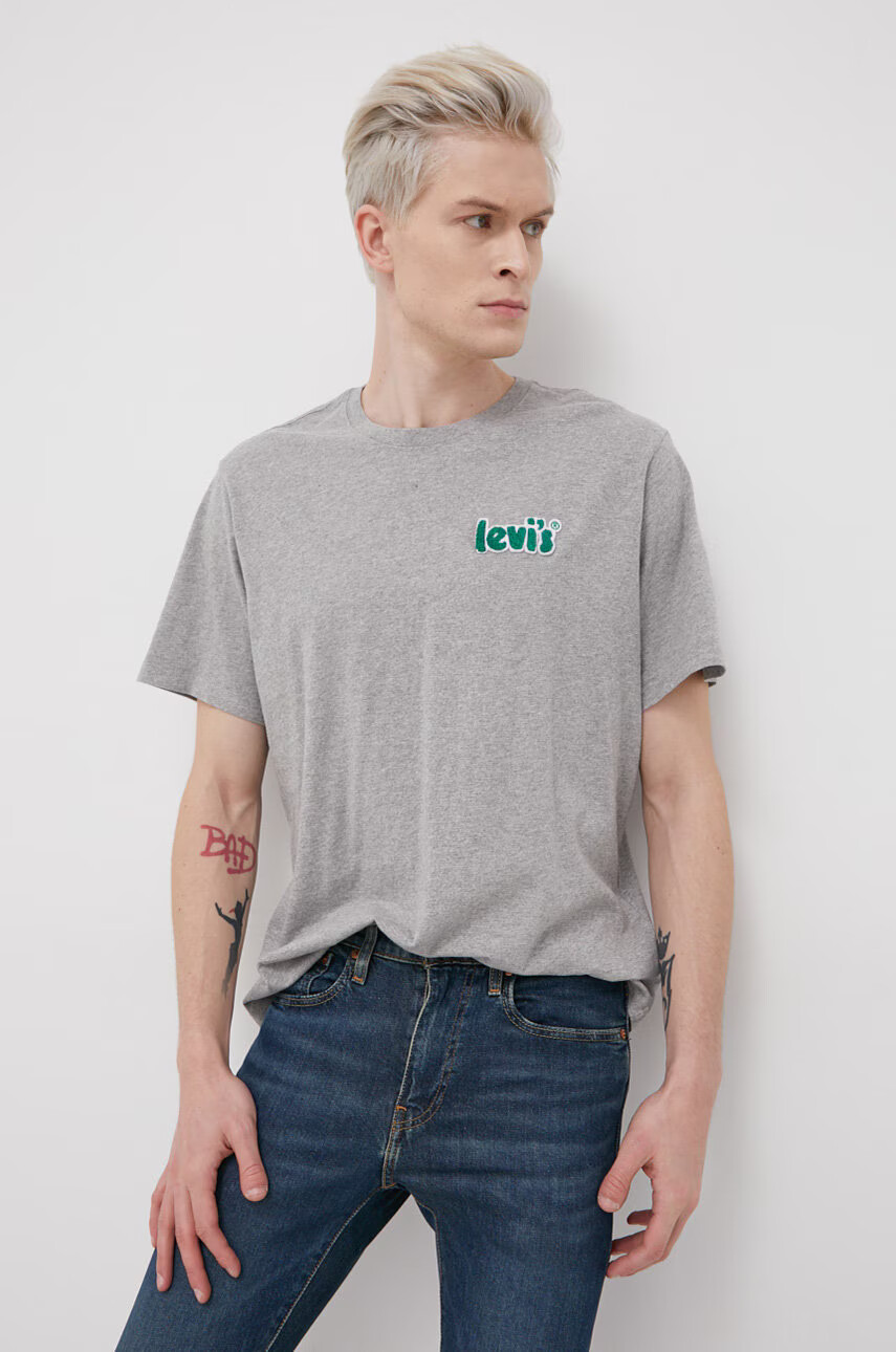 Levi's Памучна тениска в меланж на сиво - Pepit.bg