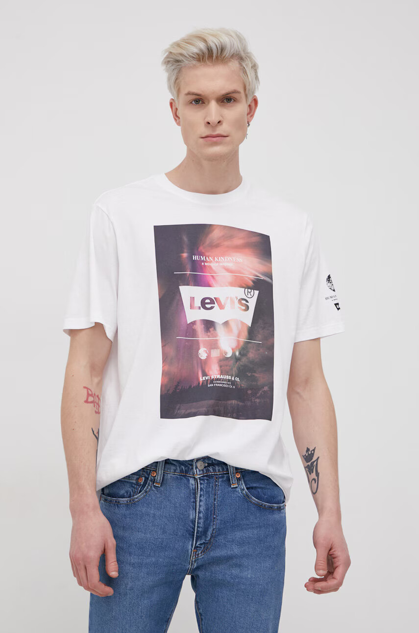Levi's Памучна тениска в бяло с принт - Pepit.bg