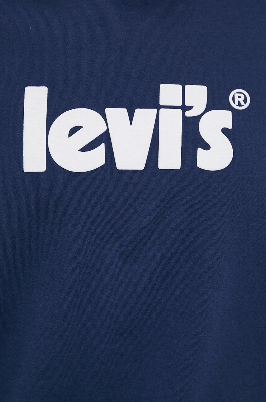 Levi's Памучна тениска в тъмносиньо с принт - Pepit.bg