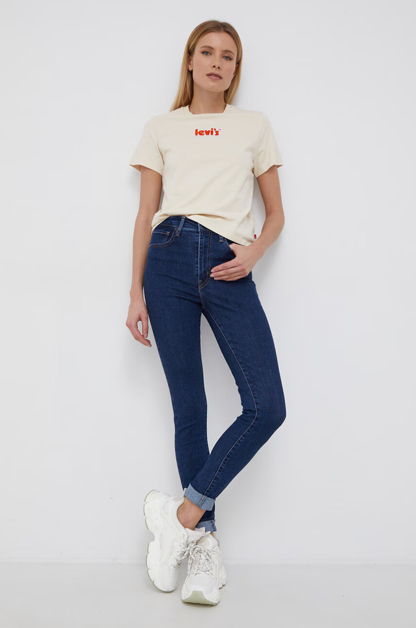 Levi's Памучна тениска в кремаво - Pepit.bg