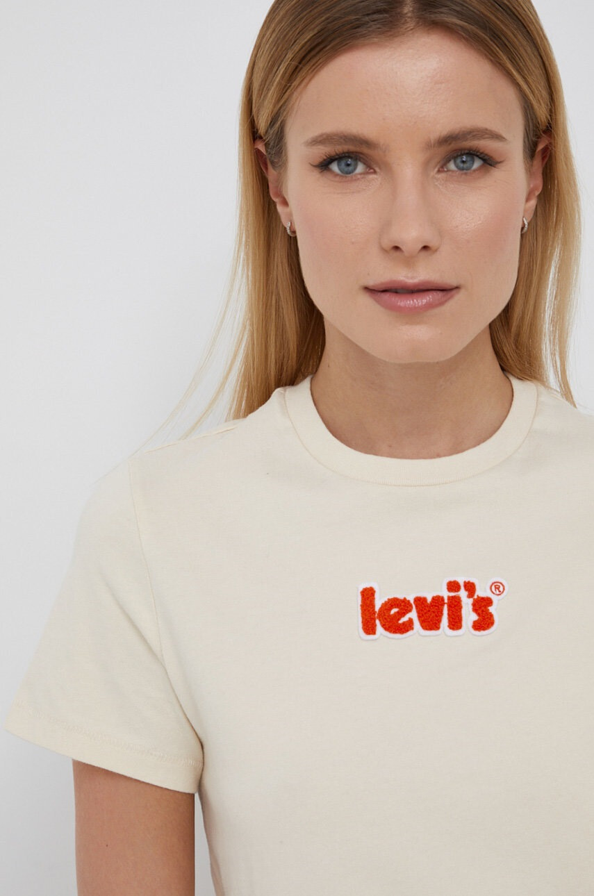 Levi's Памучна тениска в кремаво - Pepit.bg