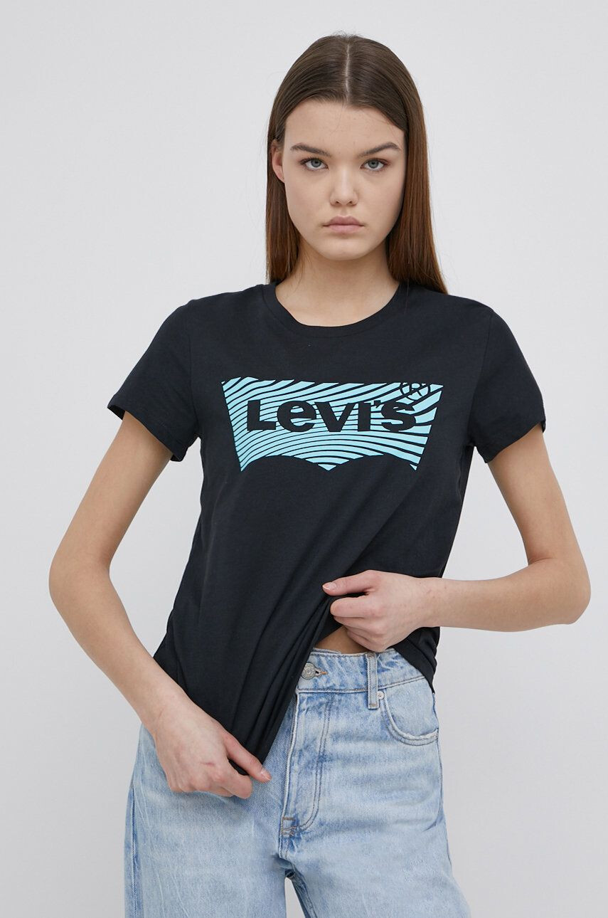 Levi's Памучна тениска в черно - Pepit.bg