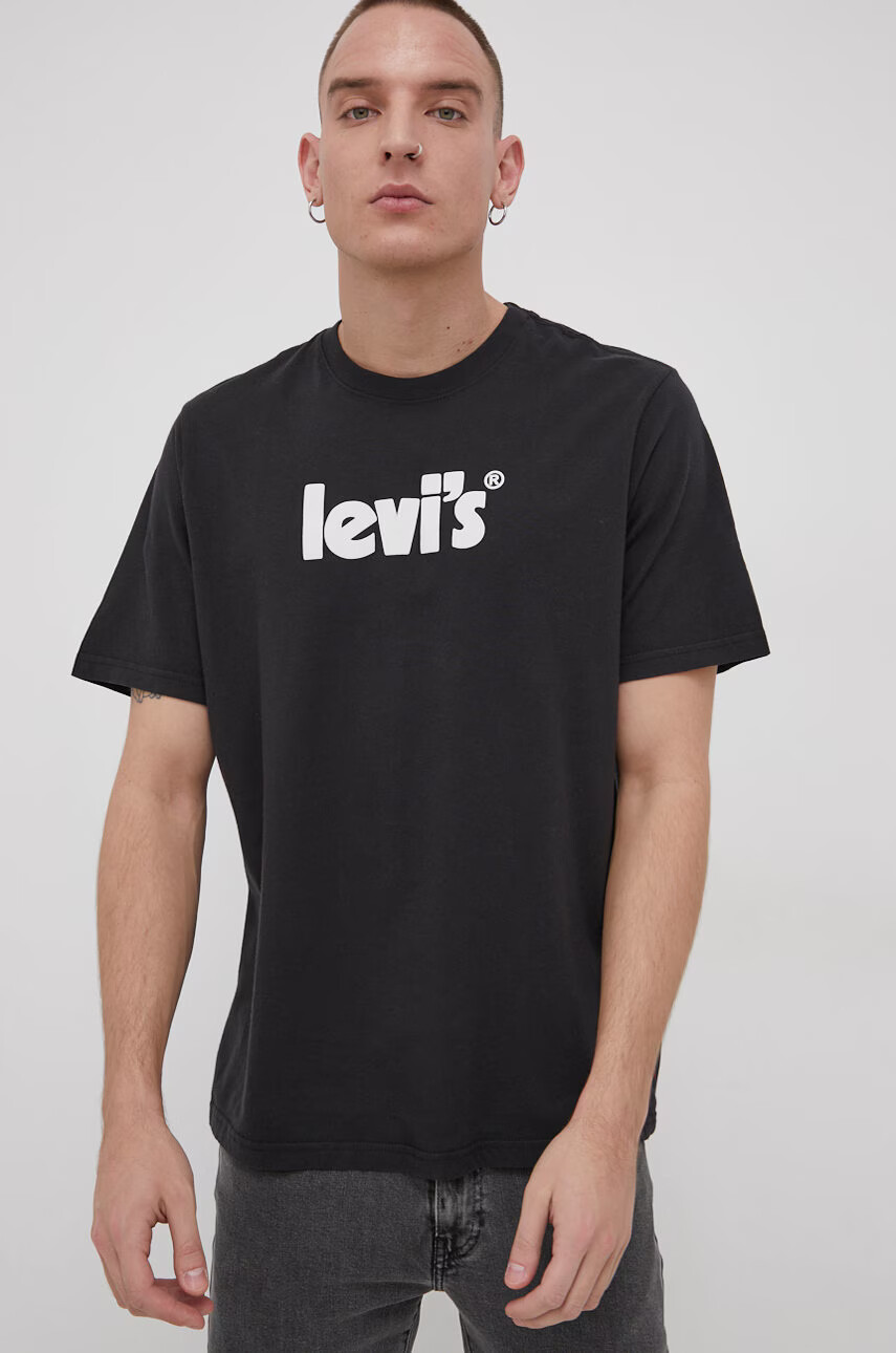 Levi's Памучна тениска в черно с принт - Pepit.bg