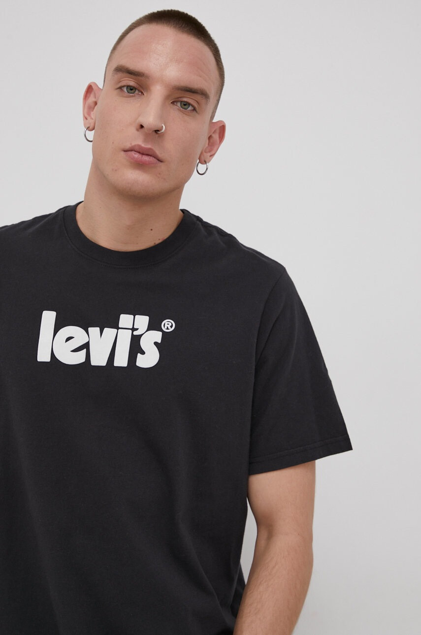 Levi's Памучна тениска в черно с принт - Pepit.bg
