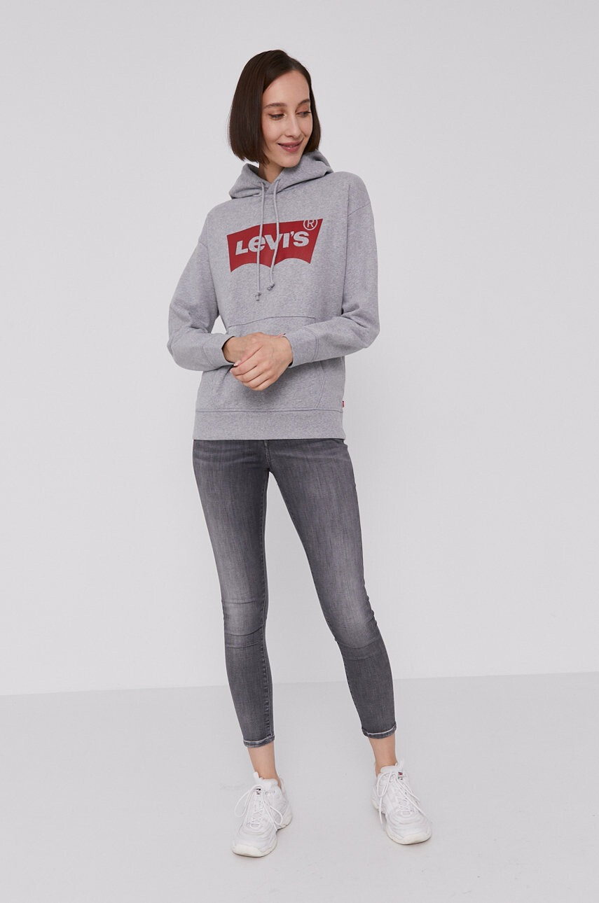 Levi's Суичър дамски в сиво с принт - Pepit.bg
