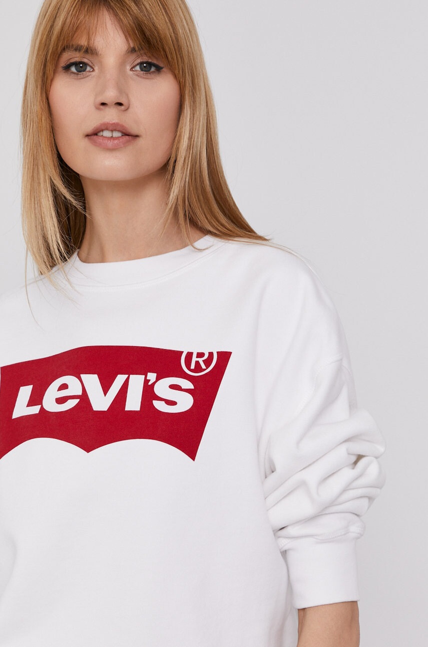 Levi's Суичър дамски в бяло с изчистен дизайн - Pepit.bg
