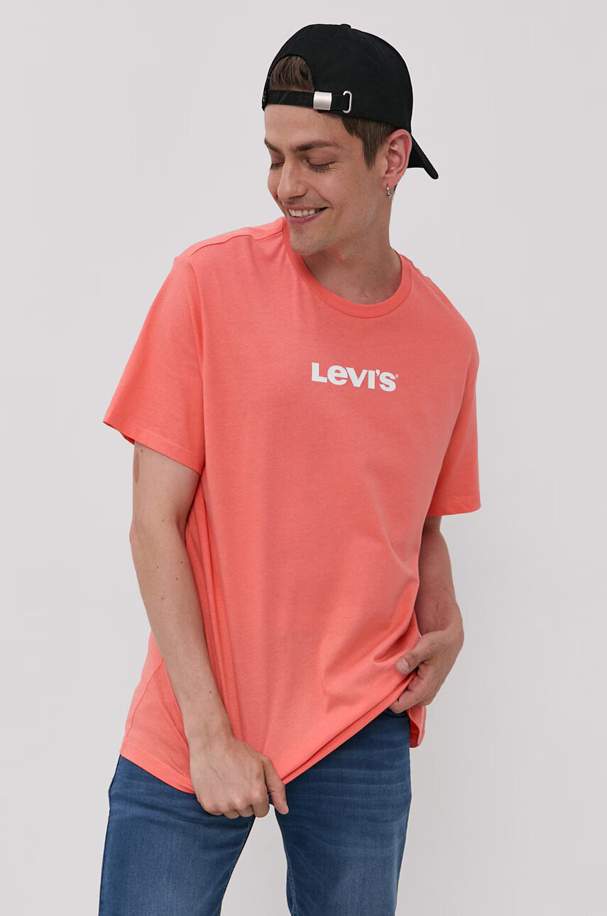 Levi's Тениска мъжка в оранжево с принт - Pepit.bg