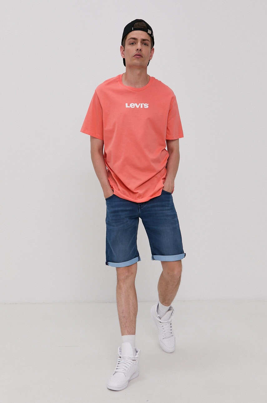 Levi's Тениска мъжка в оранжево с принт - Pepit.bg