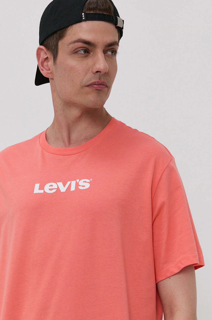 Levi's Тениска мъжка в оранжево с принт - Pepit.bg