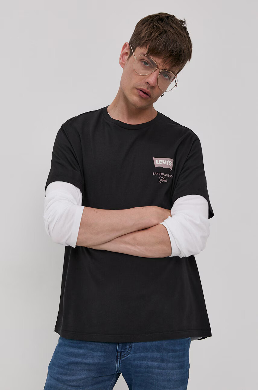 Levi's Тениска мъжка в черно с принт - Pepit.bg