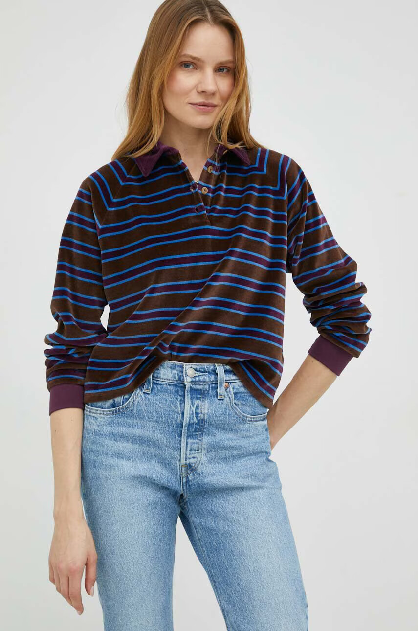 Levi's Блуза с дълги ръкави в кафяво с яка тип peter pan - Pepit.bg