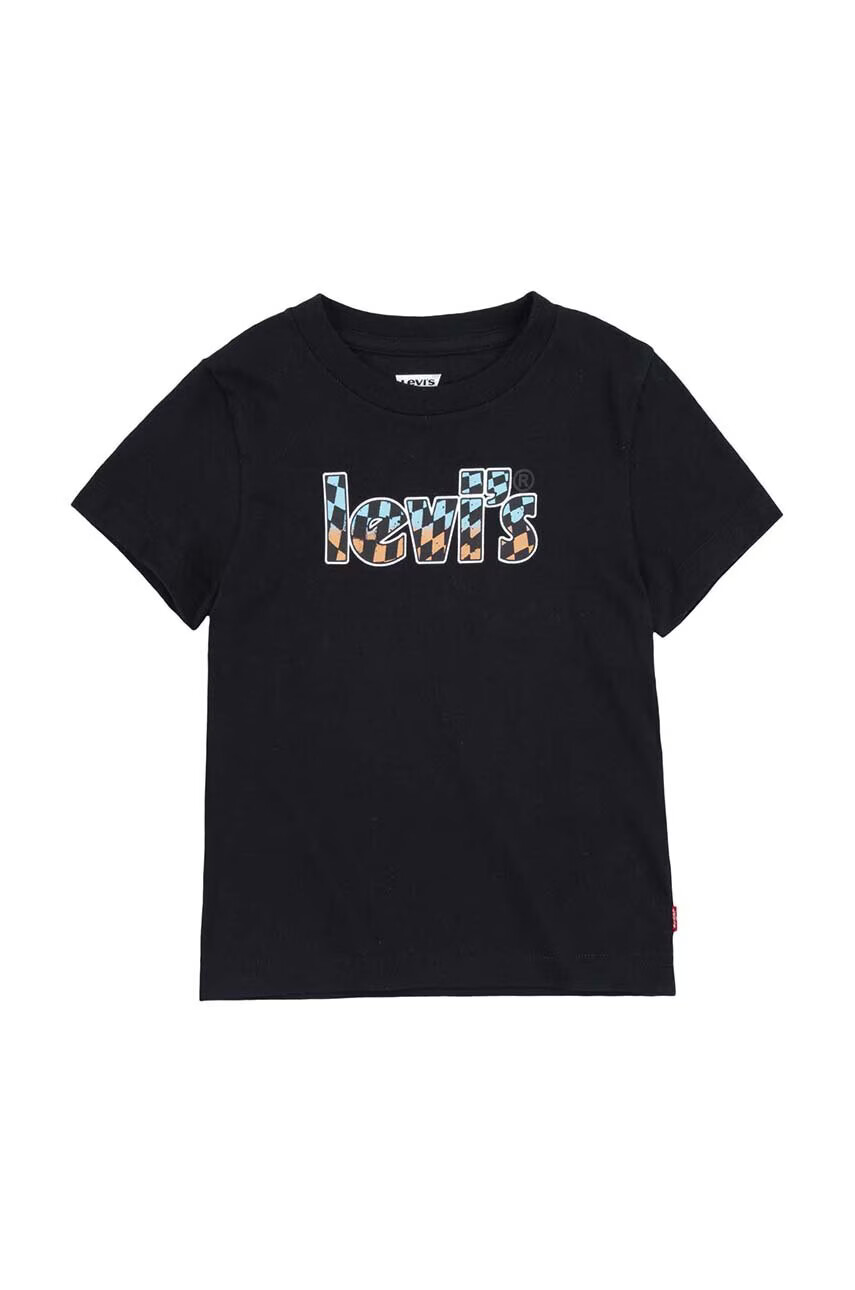 Levi's Детска памучна тениска в черно с принт - Pepit.bg