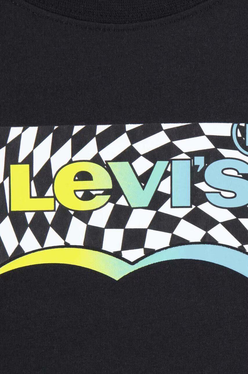 Levi's Детска памучна тениска в черно с принт - Pepit.bg