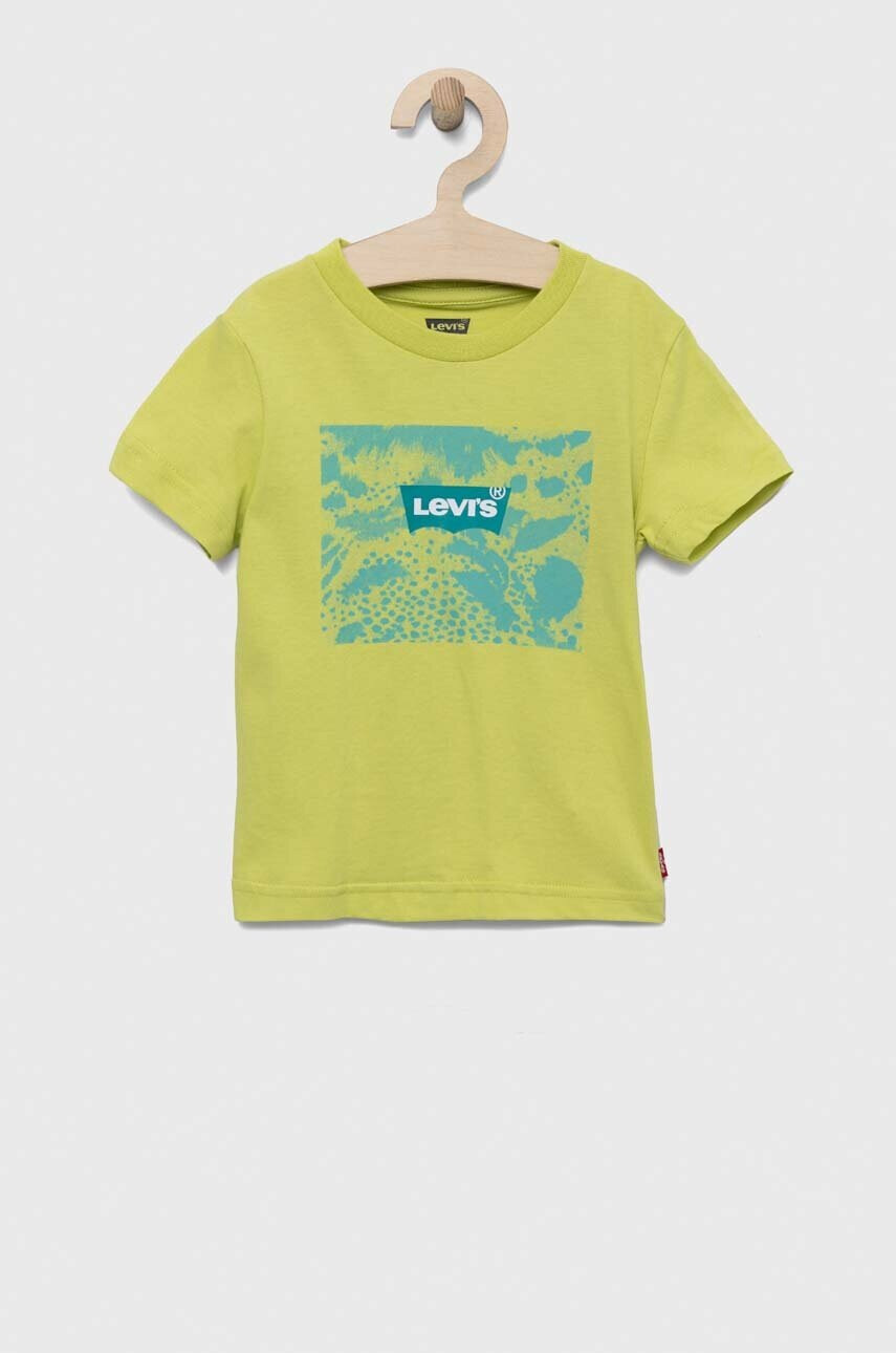Levi's Детска памучна тениска в зелено с принт - Pepit.bg