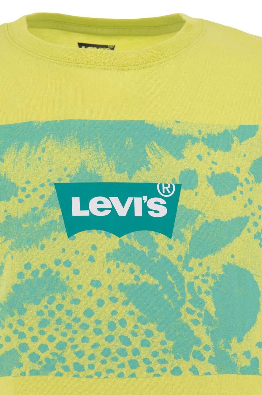 Levi's Детска памучна тениска в зелено с принт - Pepit.bg