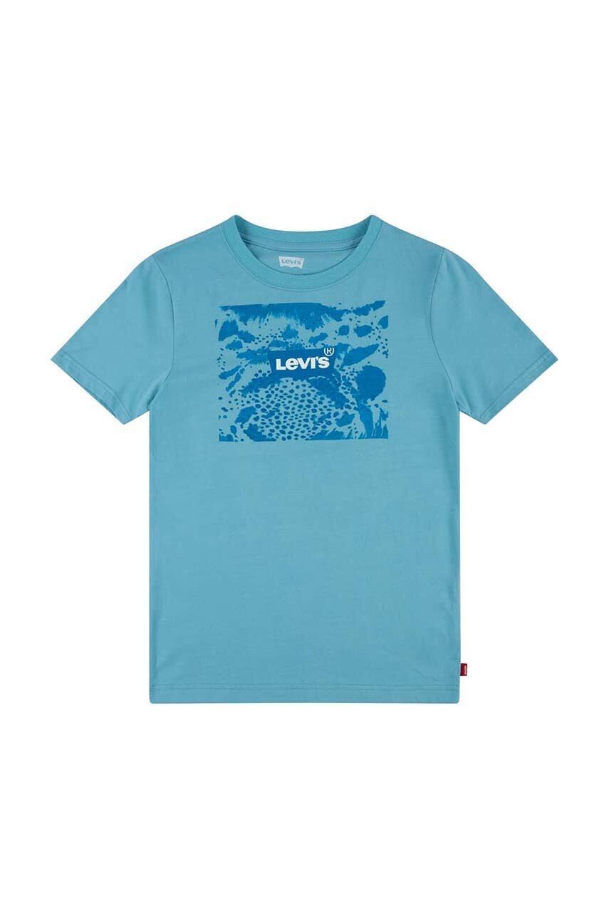 Levi's Детска памучна тениска в синьо с принт - Pepit.bg
