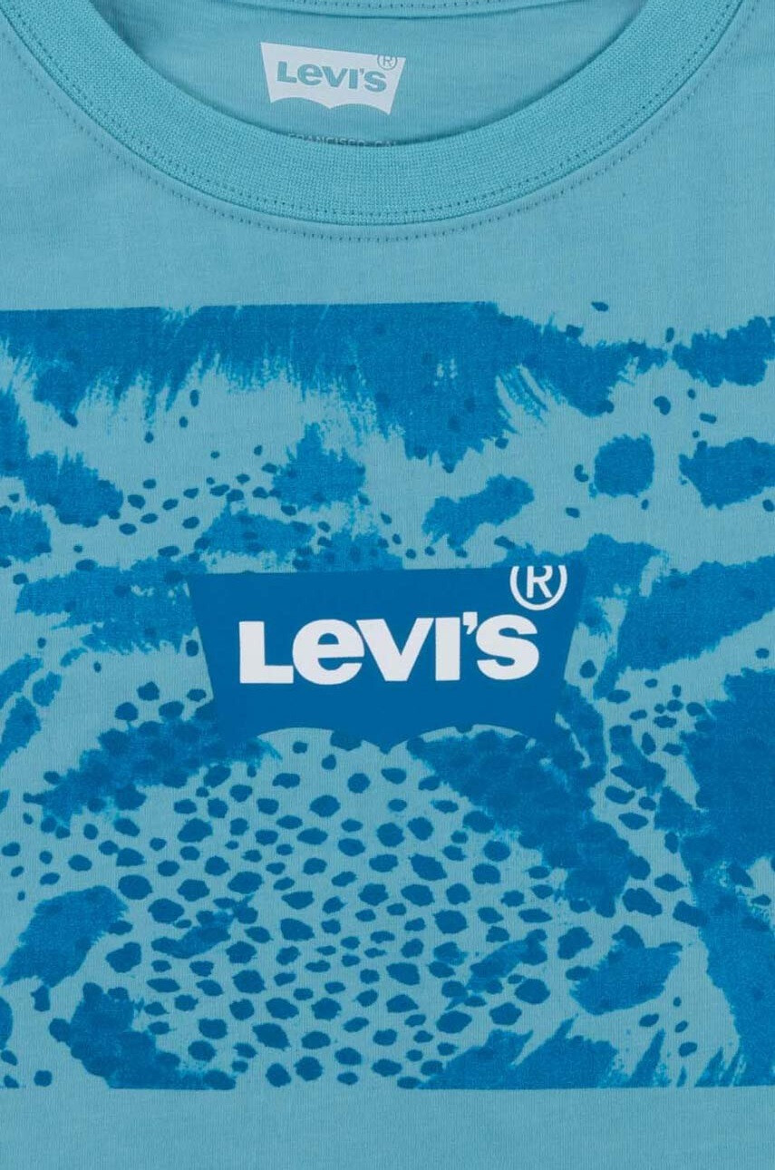 Levi's Детска памучна тениска в синьо с принт - Pepit.bg