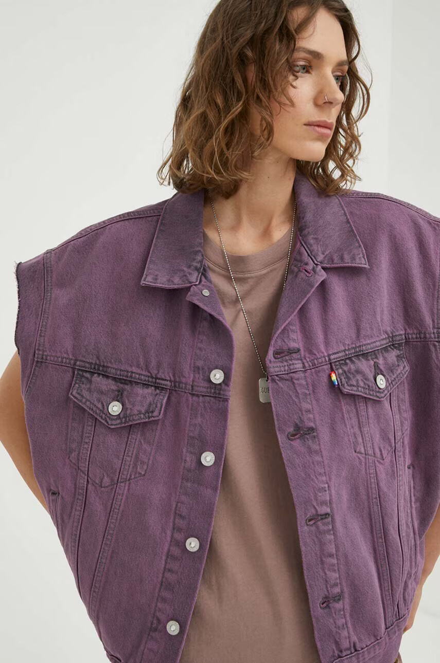 Levi's Дънков елек мъжки в лилаво преходен - Pepit.bg